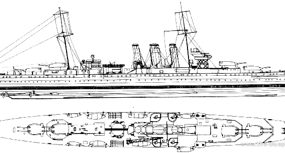 Корабль HMS Dorsetshire [Heavy Cruiser] (1939) - чертежи, габариты, рисунки